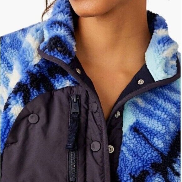 FREE PEOPLE Rocky Ridge Fleece Ocean Tie Dye Pullover Size M NEW - Picture 11 of 11